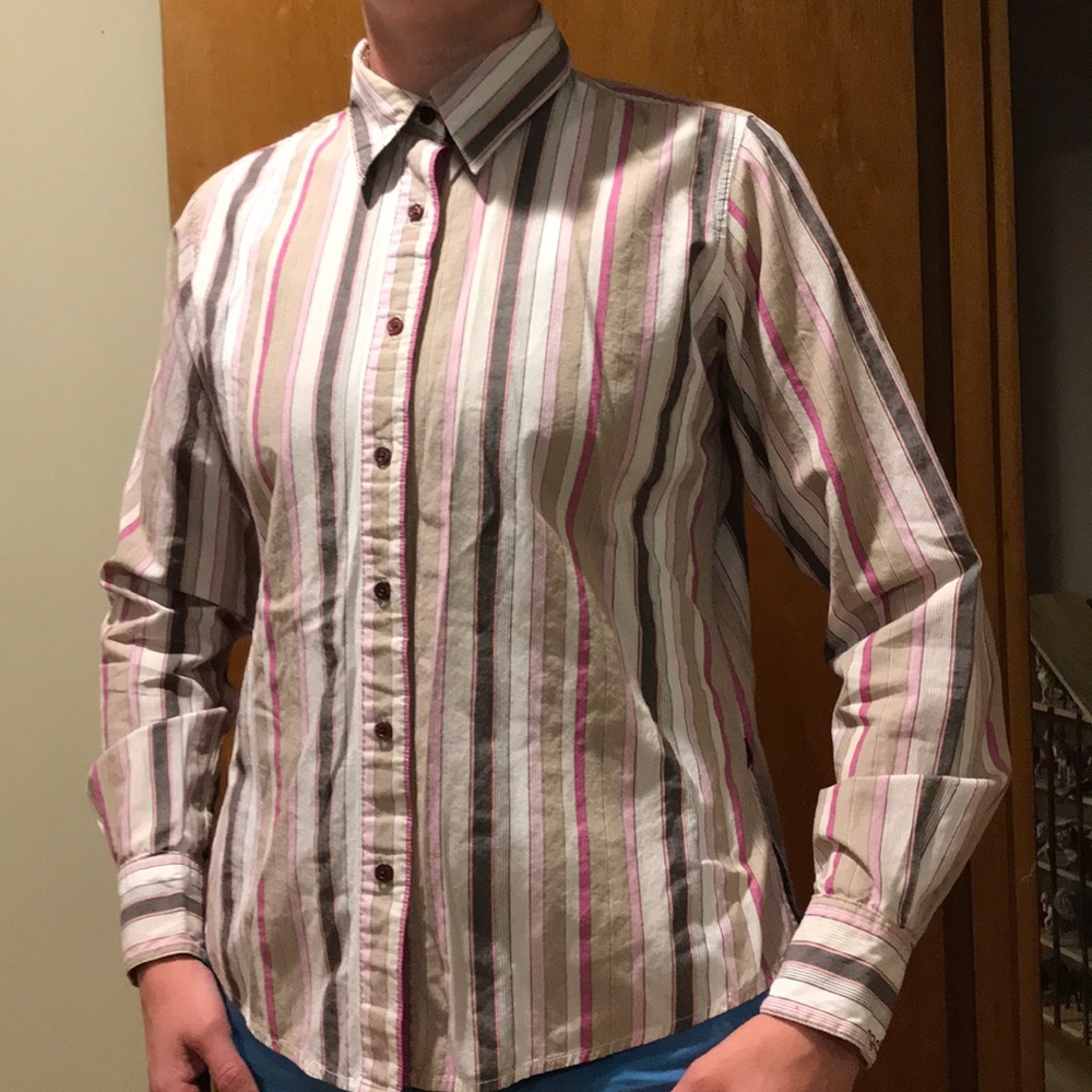 Rockies pink striped button down shirt